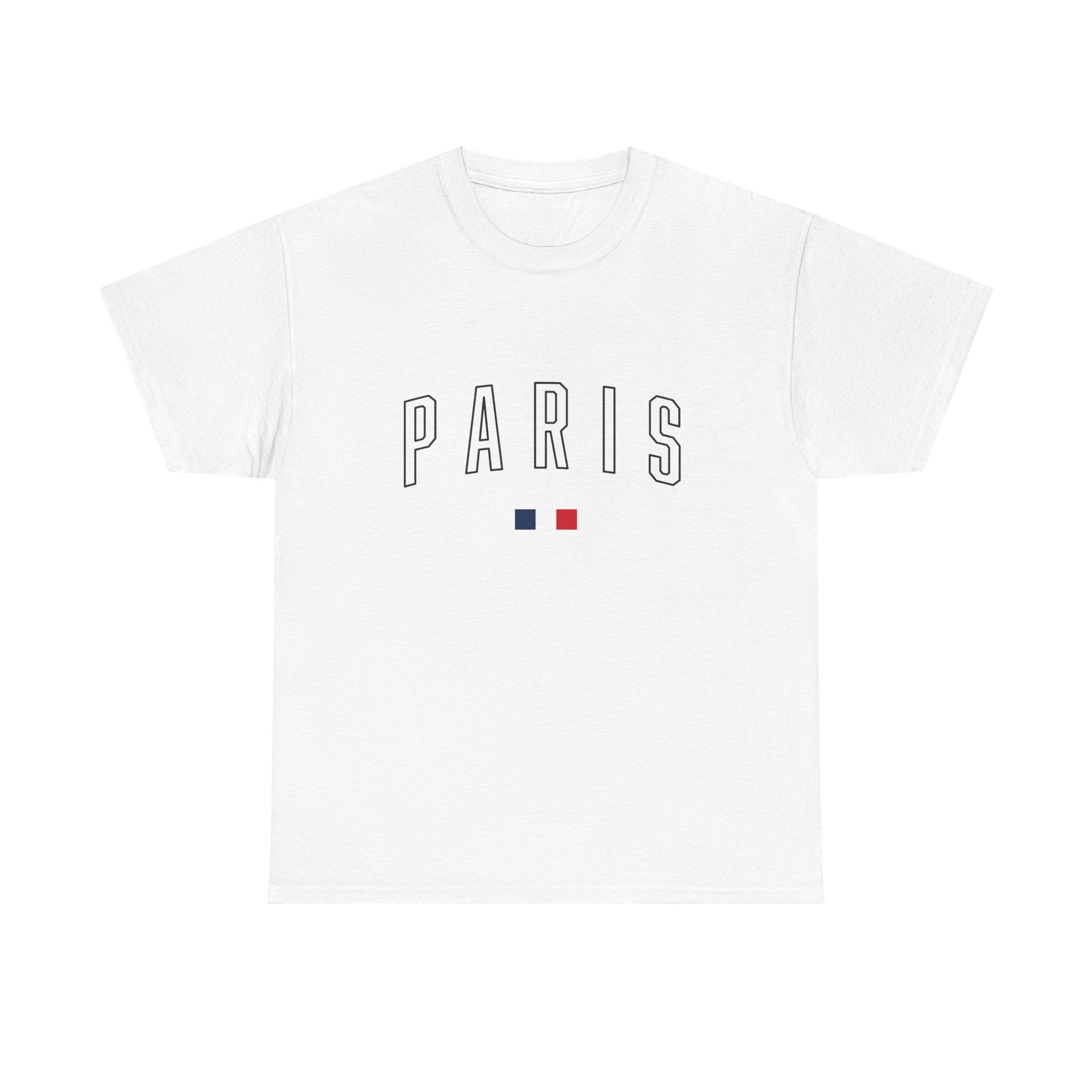 Paris Graphic Unisex Heavy Cotton Tee, Casual Wear, Travel Souvenir, Fashionable Gift, Street Style Apparel, Summer T-Shirt