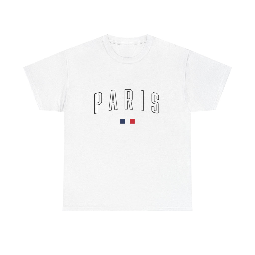 Paris Graphic Unisex Heavy Cotton Tee, Casual Wear, Travel Souvenir, Fashionable Gift, Street Style Apparel, Summer T-Shirt